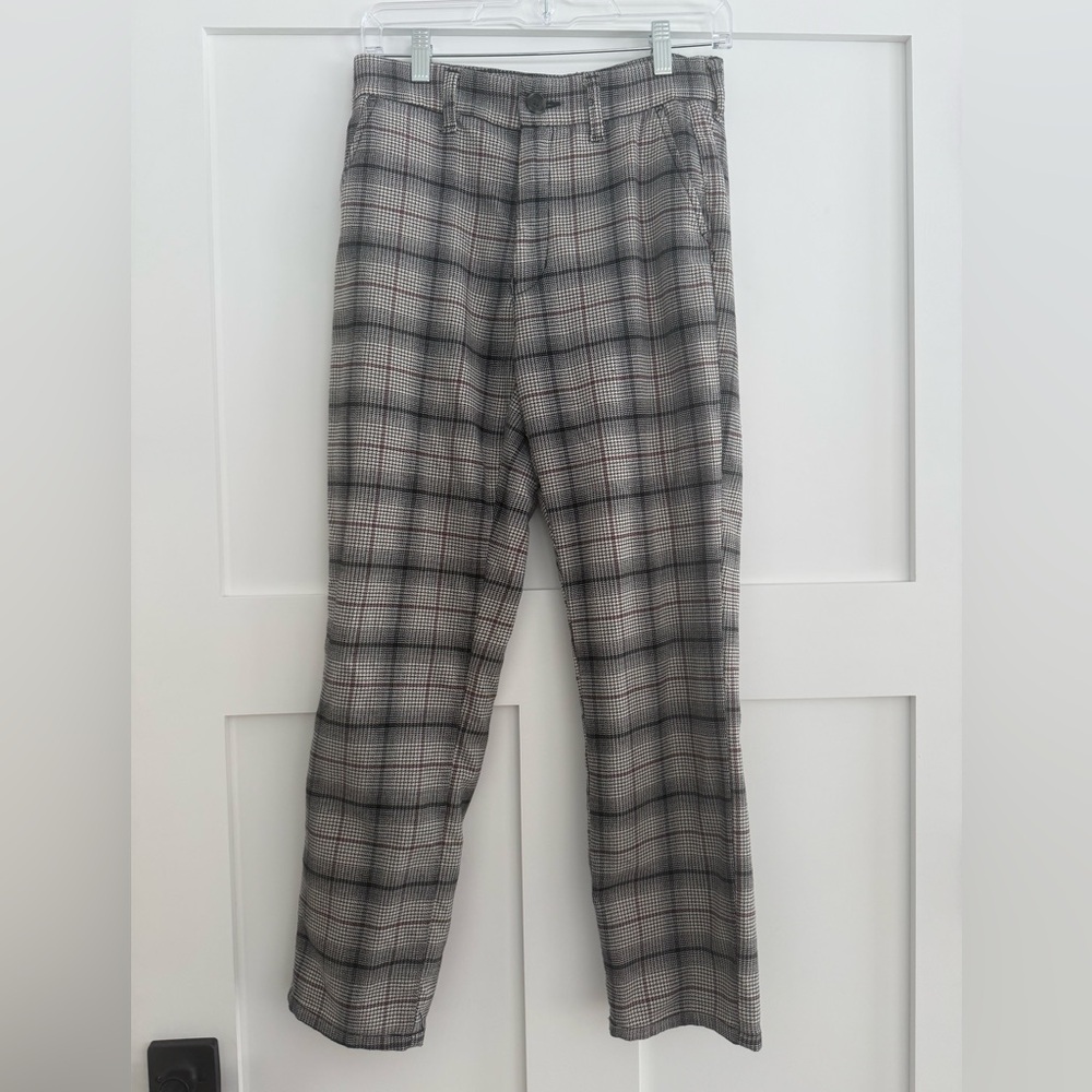 American Eagle Outfitters Women's Black Plaid Pants with Pink stripe